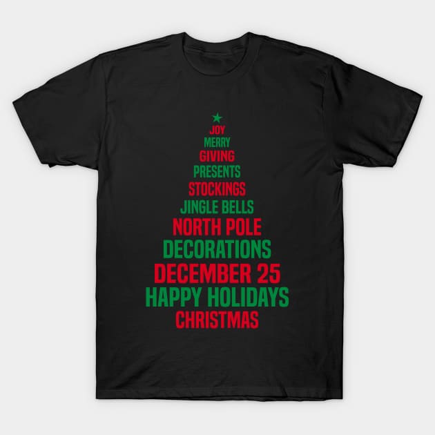 Christmas Tree Words T-Shirt by MilotheCorgi